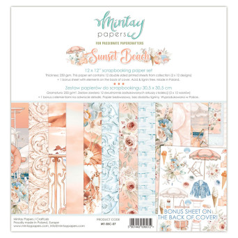 Set of scrapbooking papers 30,5 x 30,5 cm - Mintay - Sunset Beach