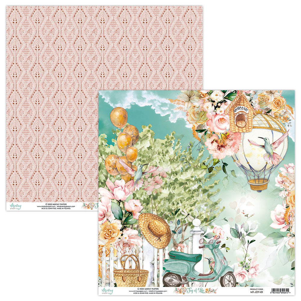 Papier do scrapbookingu 30,5 x 30,5 cm - Mintay - Joy of Life 01