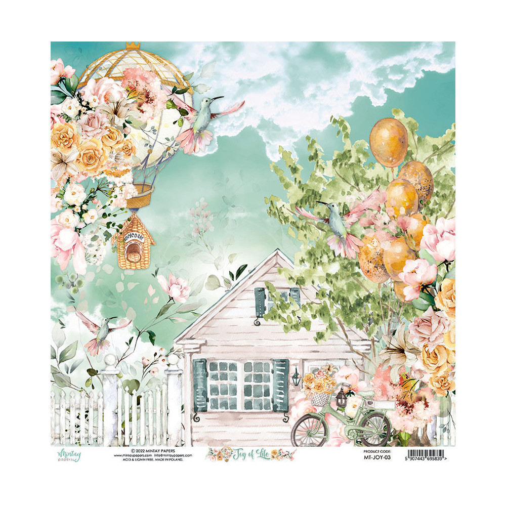 Papier do scrapbookingu 30,5 x 30,5 cm - Mintay - Joy of Life 03