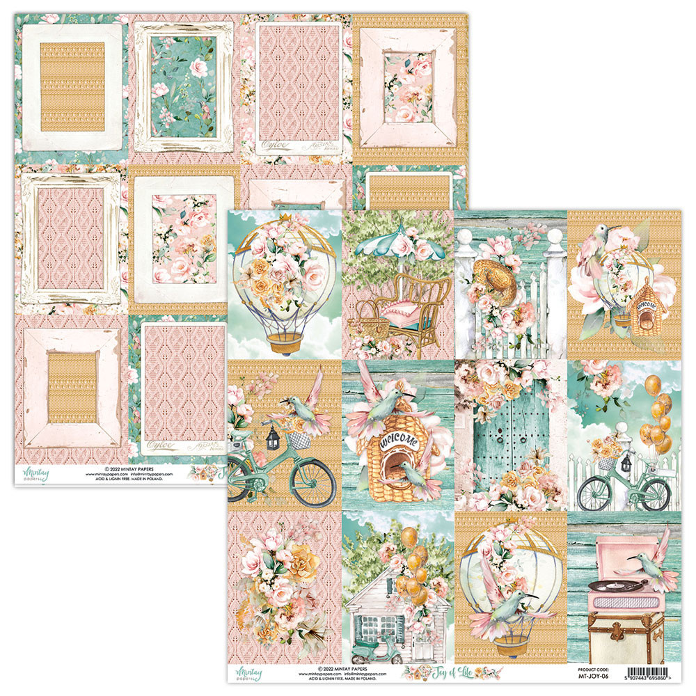 Scrapbooking paper 30,5 x 30,5 cm - Mintay - Joy of Life 06