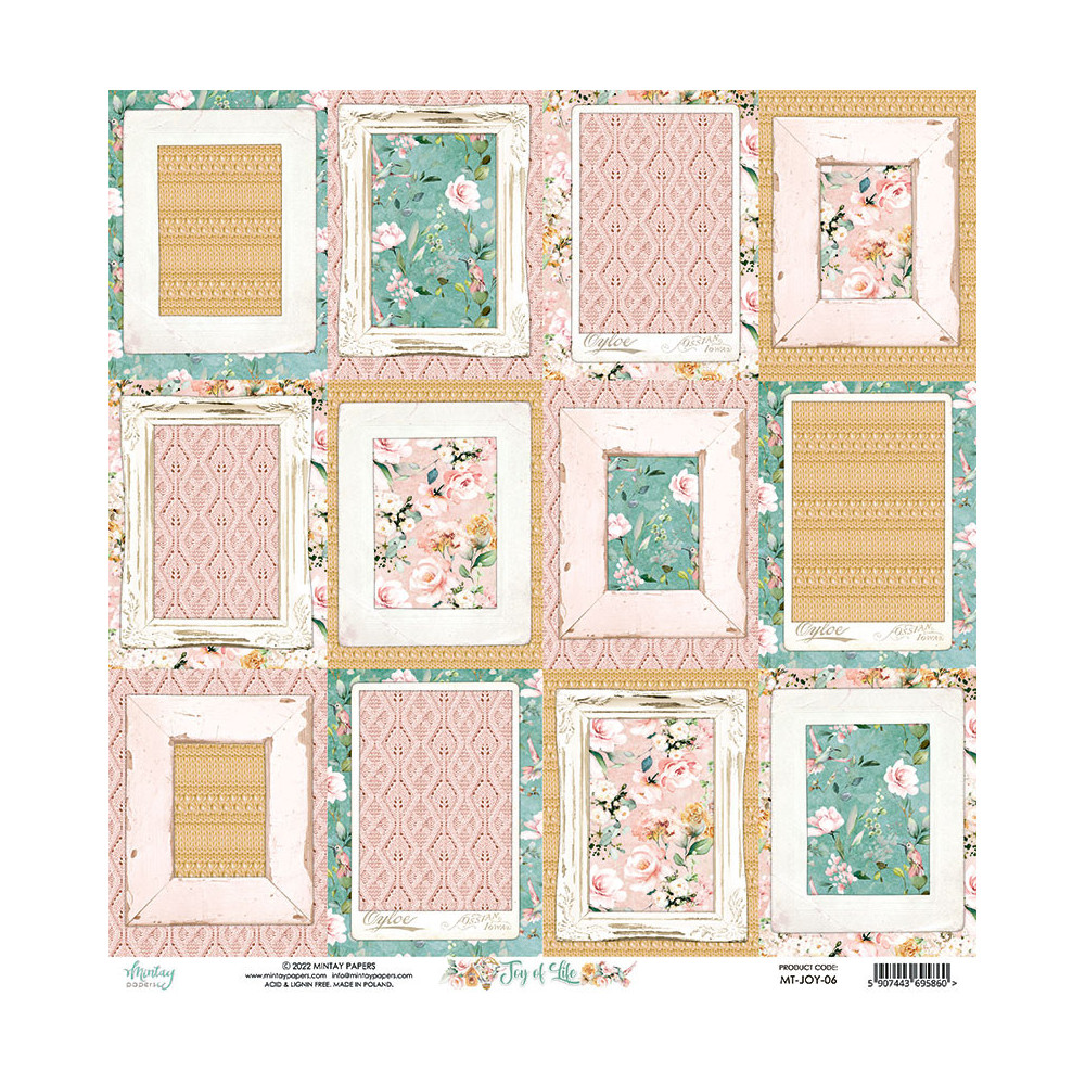 Scrapbooking paper 30,5 x 30,5 cm - Mintay - Joy of Life 06
