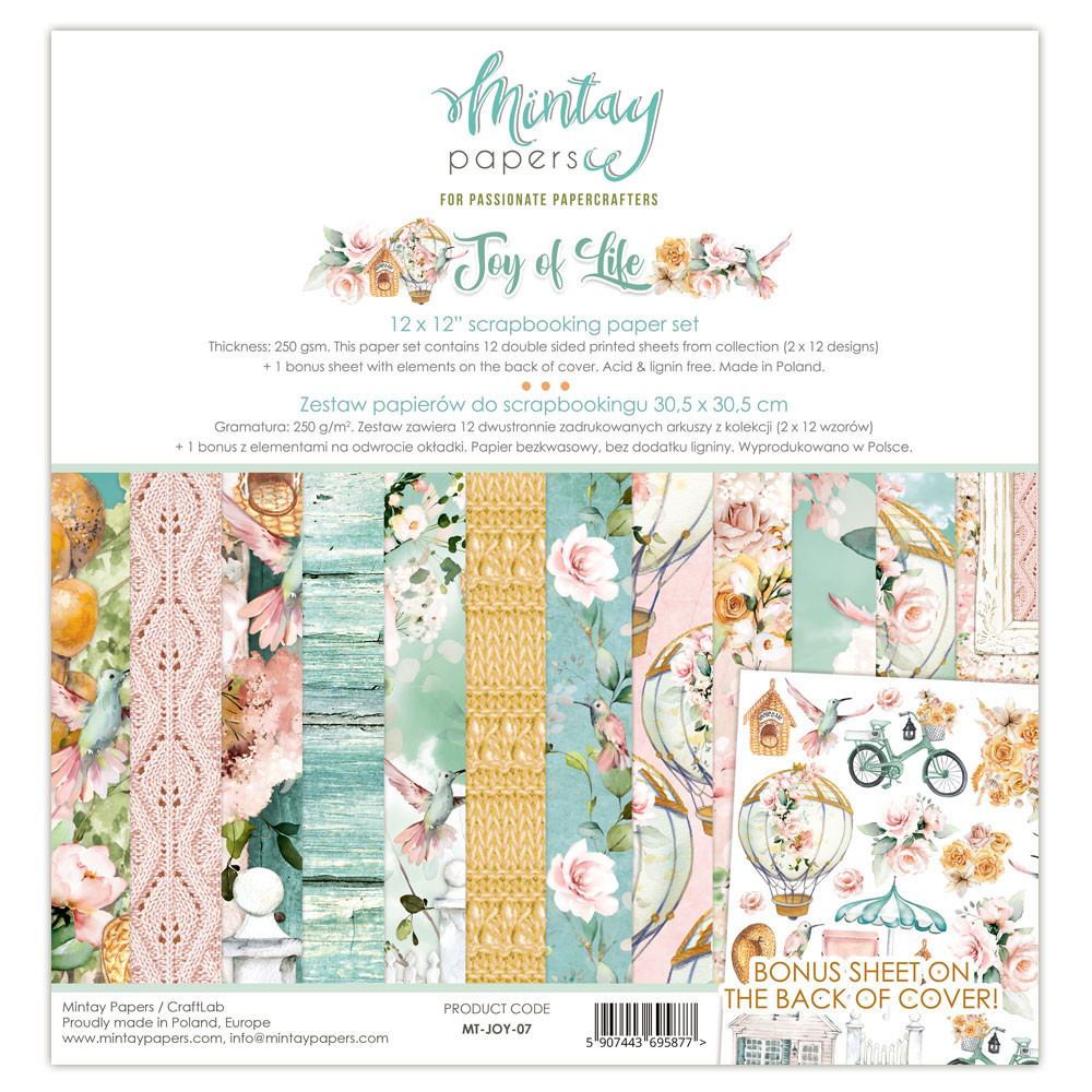 Set of scrapbooking papers 30,5 x 30,5 cm - Mintay - Joy of Life