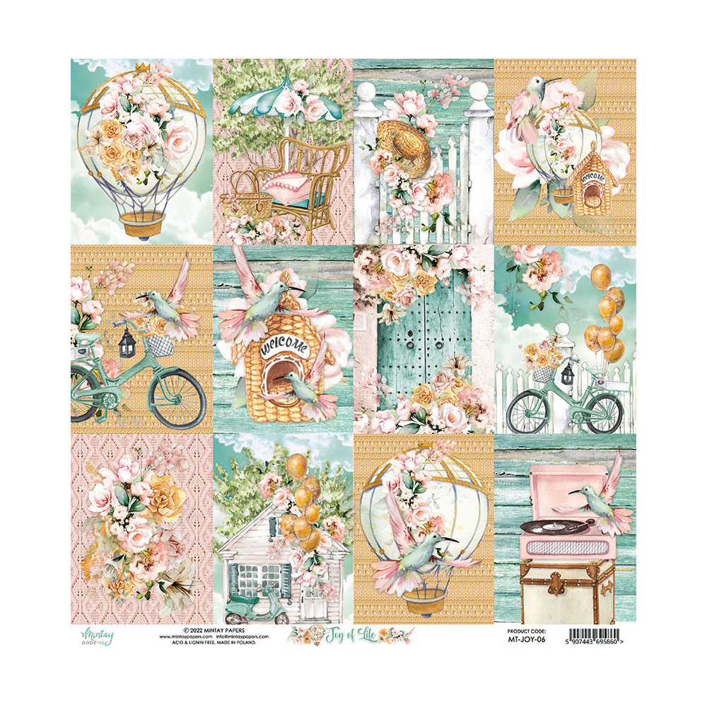 Zestaw papierów do scrapbookingu 30,5 x 30,5 cm - Mintay - Joy of Life