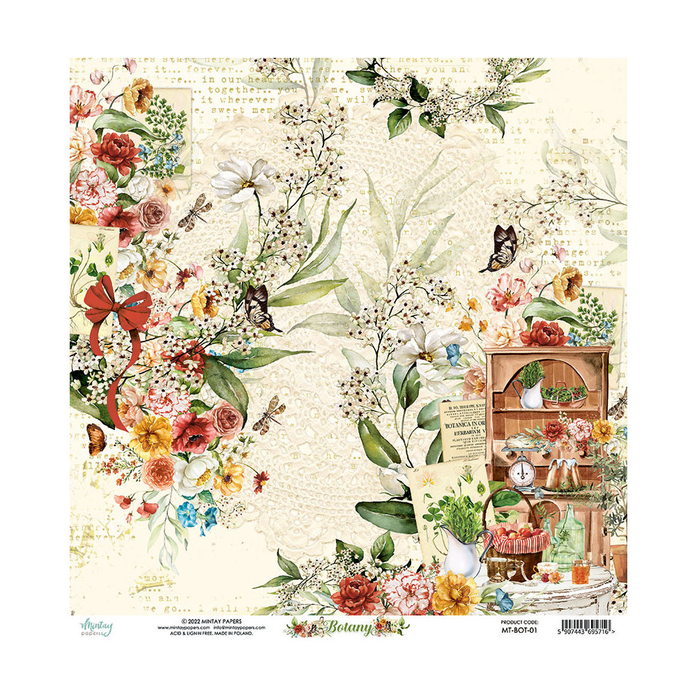 Scrapbooking paper 30,5 x 30,5 cm - Mintay - Botany 01