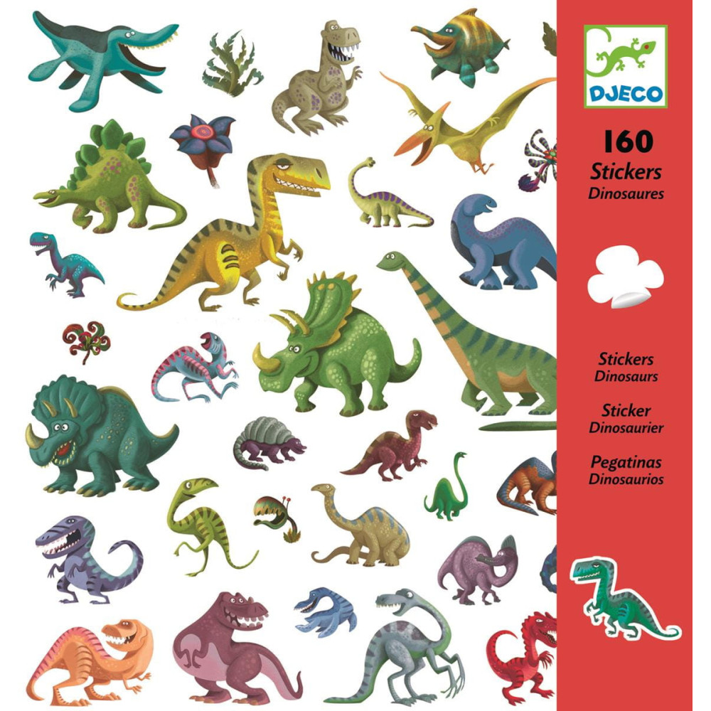 Zestaw naklejek Dinozaury - Djeco - 160 szt.