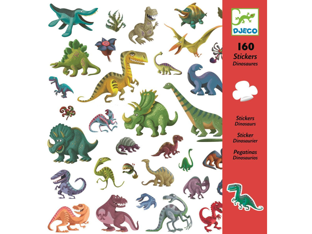 Zestaw naklejek Dinozaury - Djeco - 160 szt.