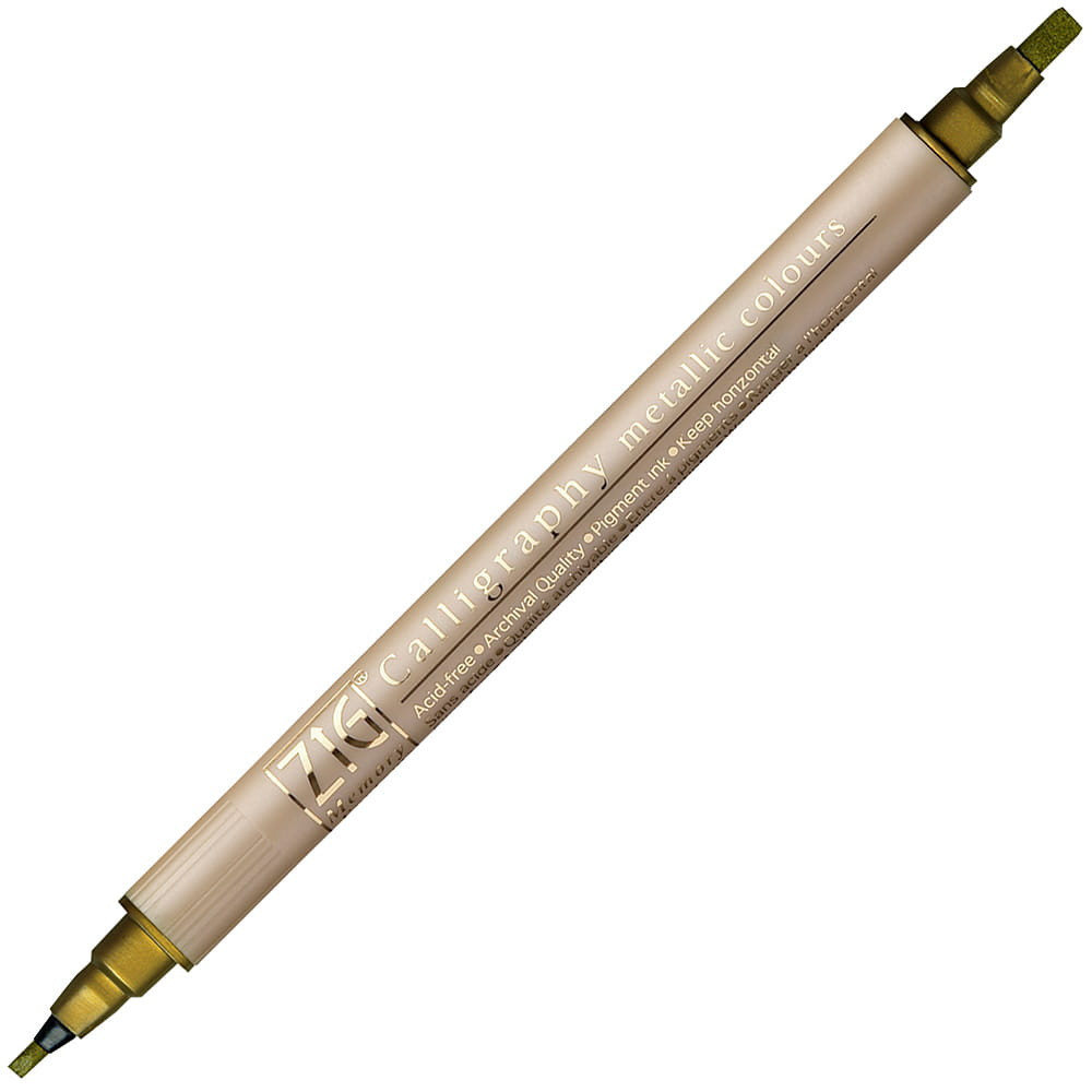 Marker do kaligrafii ZIG Metallic Writer - Kuretake - dwustronny, złoty