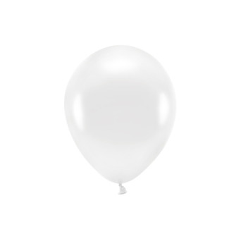 Balony lateksowe Eco, metalizowane - białe, 26 cm, 10 szt.