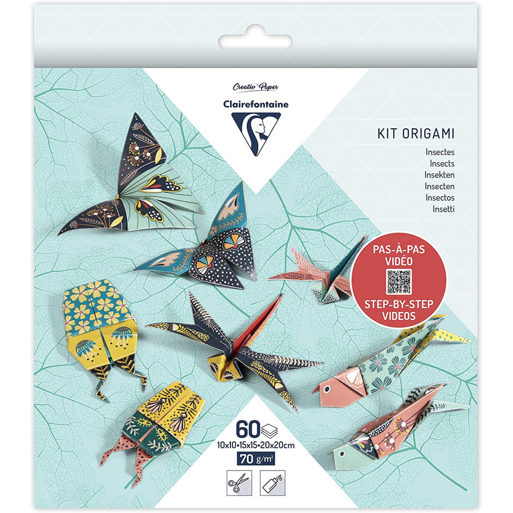 Papier do origami, Insects - Clairefontaine - 70 g, 60 ark.