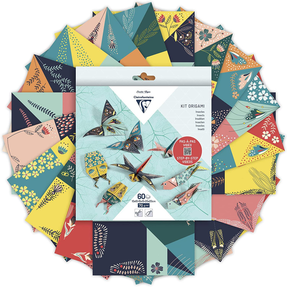 Papier do origami, Insects - Clairefontaine - 70 g, 60 ark.