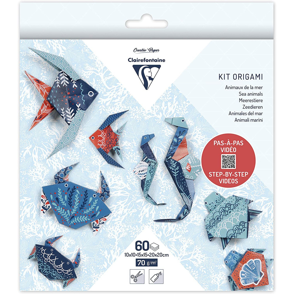 Papier do origami, Sea Animals - Clairefontaine - 70 g, 60 ark.
