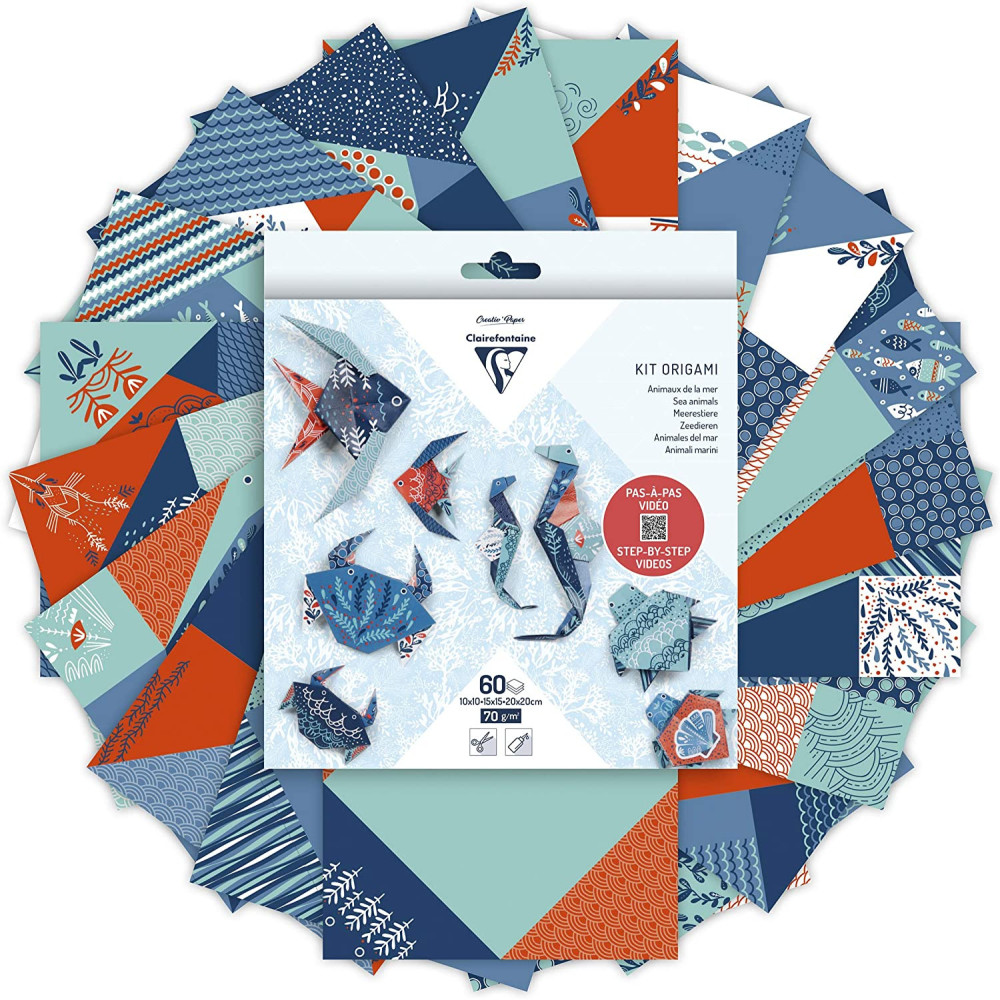 Origami paper Sea Animals - Clairefontaine - 70 g, 60 sheets