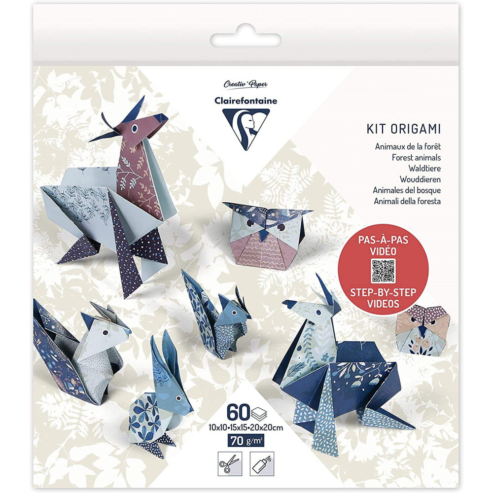 Papier do origami, Forest Animals - Clairefontaine - 70 g, 60 ark.