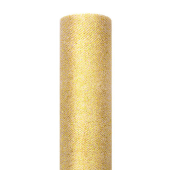 Decorative Glittery tulle - gold, 15 cm x 9 m