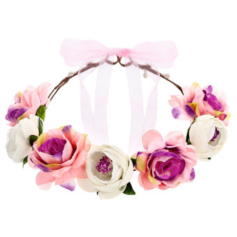 Head wreath with flowers - 17 cm