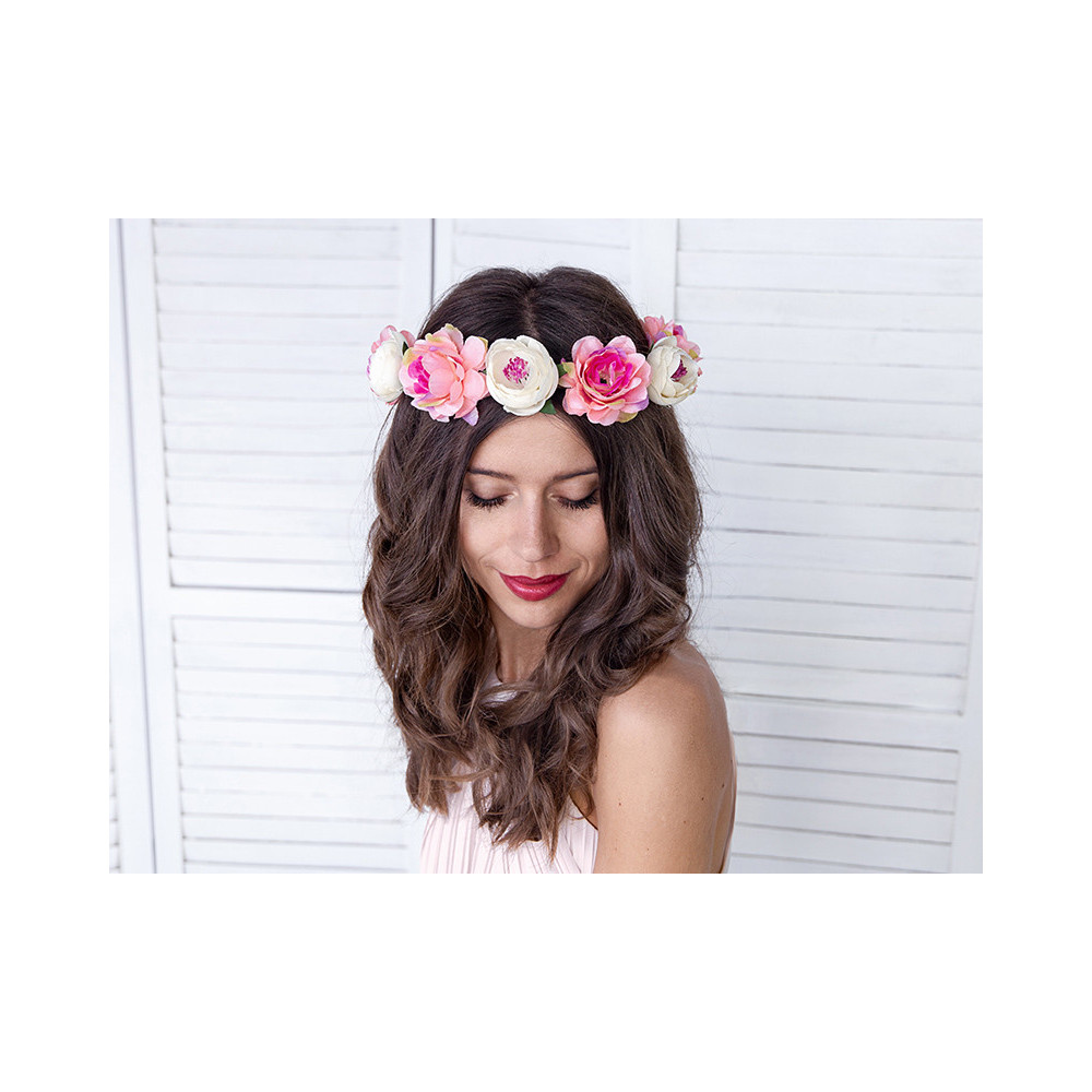 Head wreath with flowers - 17 cm