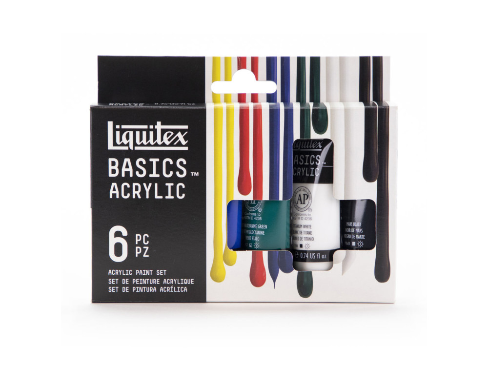 Zestaw farb akrylowych Basics Acrylic - Liquitex - 6 kolorów x 22 ml