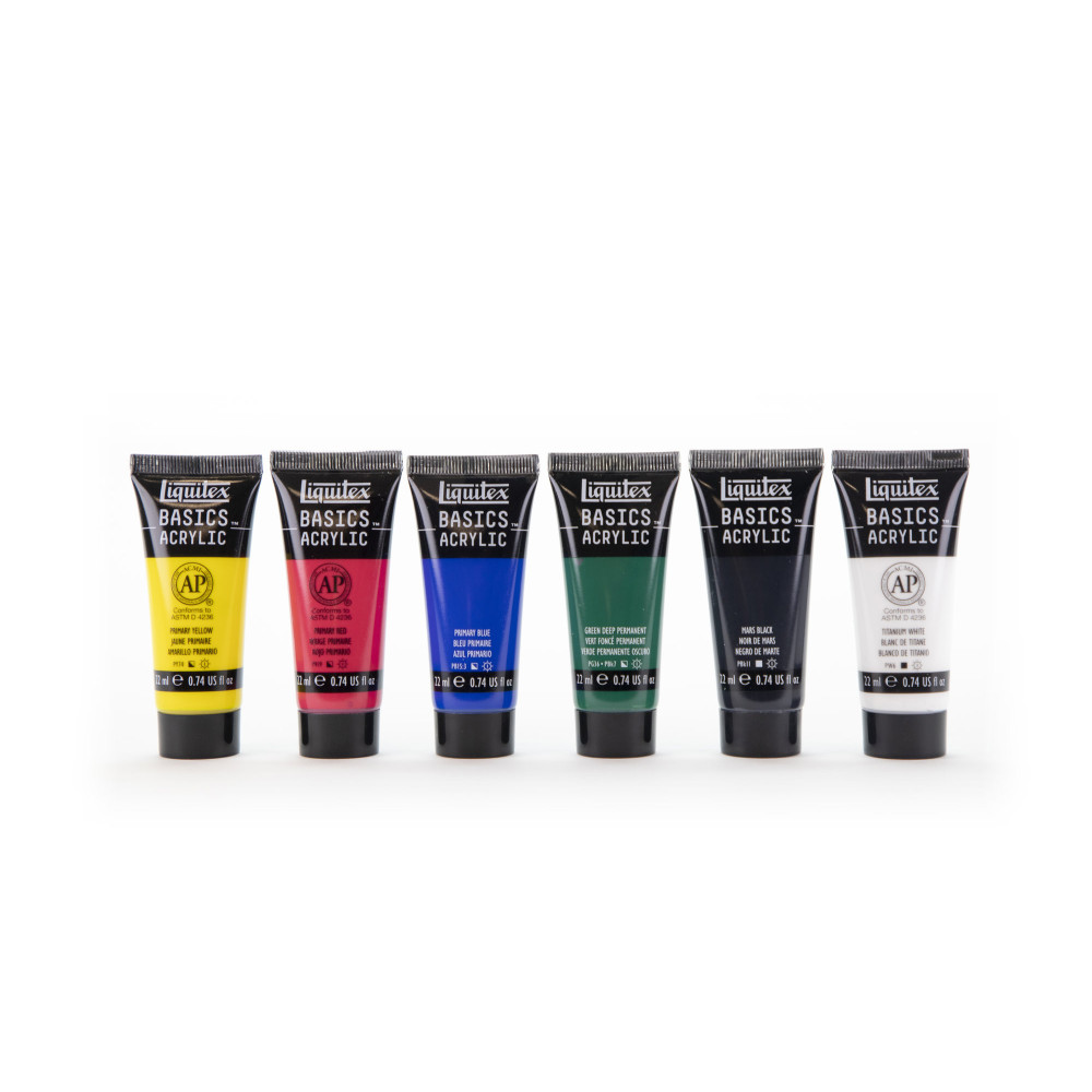 Zestaw farb akrylowych Basics Acrylic - Liquitex - 6 kolorów x 22 ml