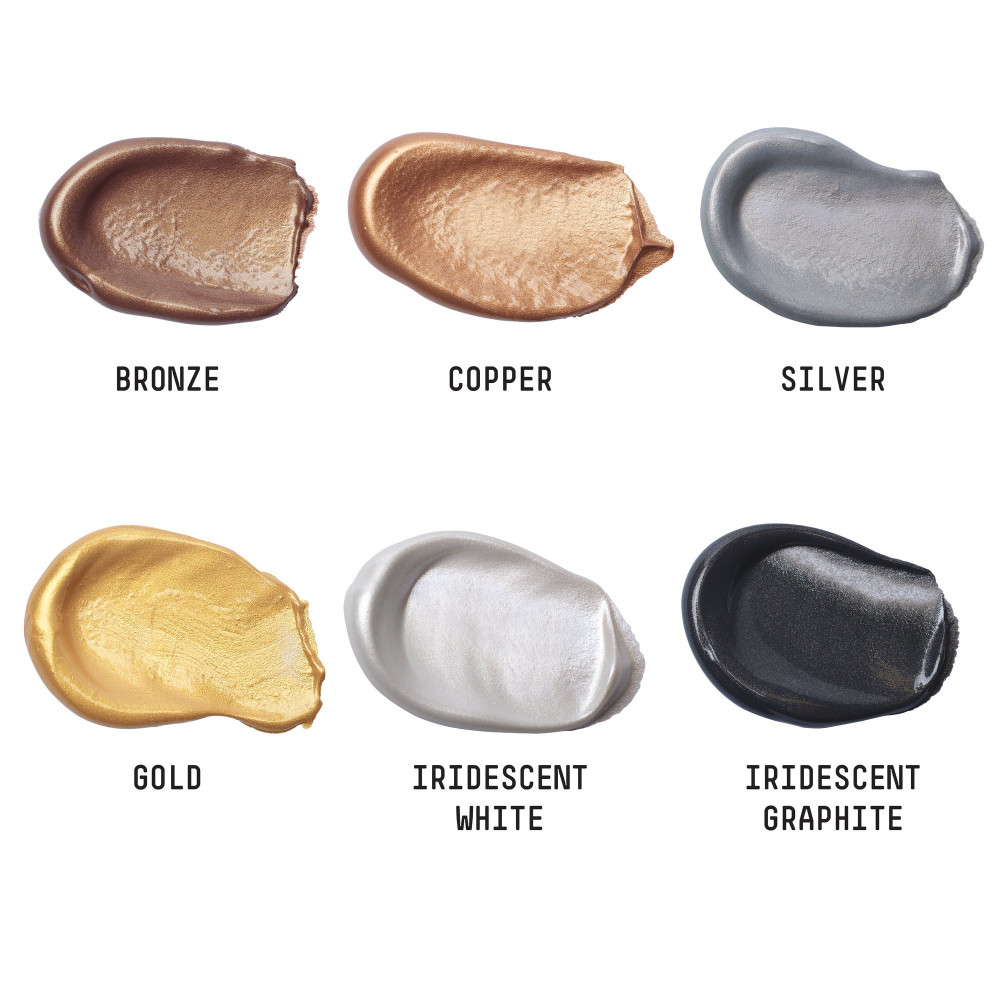 Set of Basics Acrylic Metallics & Iridescents paints - Liquitex - 6 colors x 22 ml