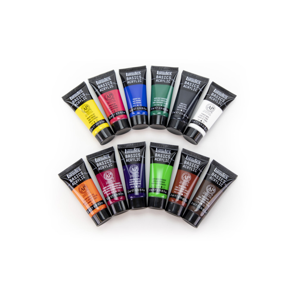 Zestaw farb akrylowych Basics Acrylic - Liquitex - 12 kolorów x 22 ml