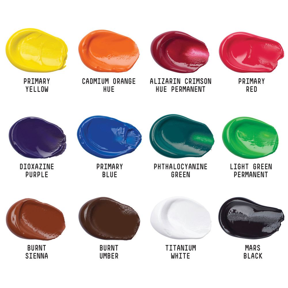 Set of Basics Acrylic paints - Liquitex - 12 colors x 22 ml