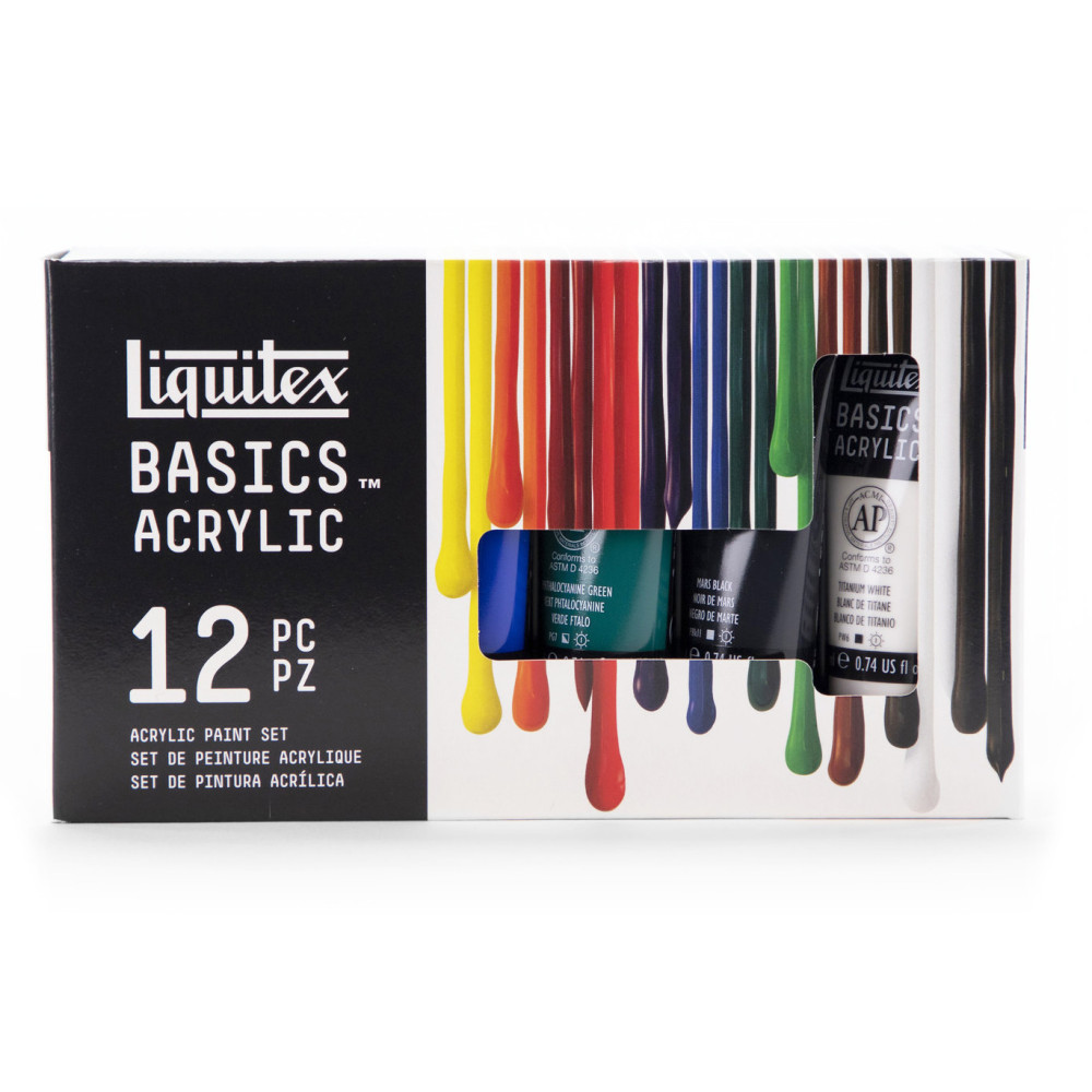 Set of Basics Acrylic paints - Liquitex - 12 colors x 22 ml