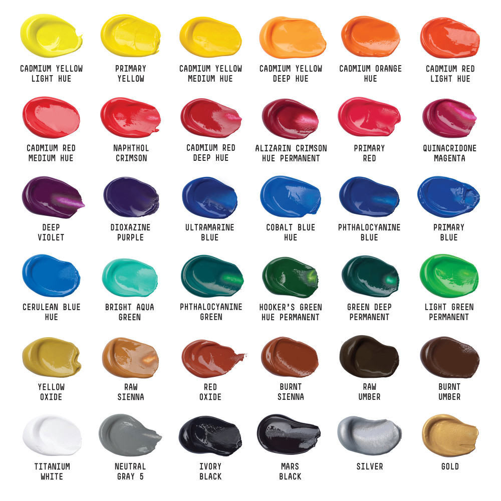 Set of Basics Acrylic paints - Liquitex - 36 colors x 22 ml