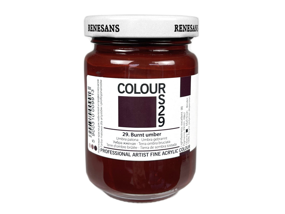 Acrylic paint Colours - Renesans - 29, Burnt Umber, 125 ml