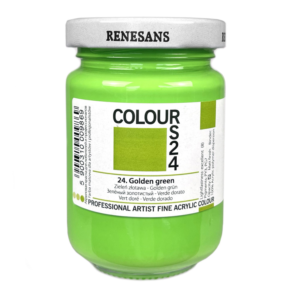 Acrylic paint Colours - Renesans - 24, Golden Green, 125 ml