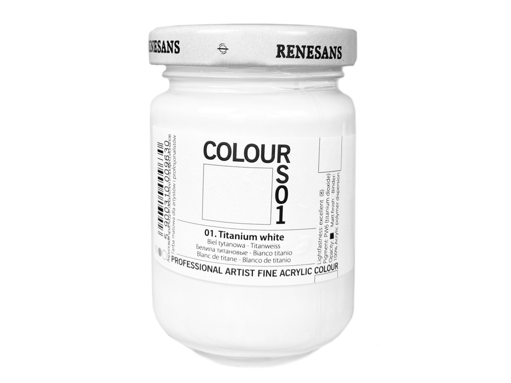 Farba akrylowa Colours - Renesans - 01, titanium white, 125 ml