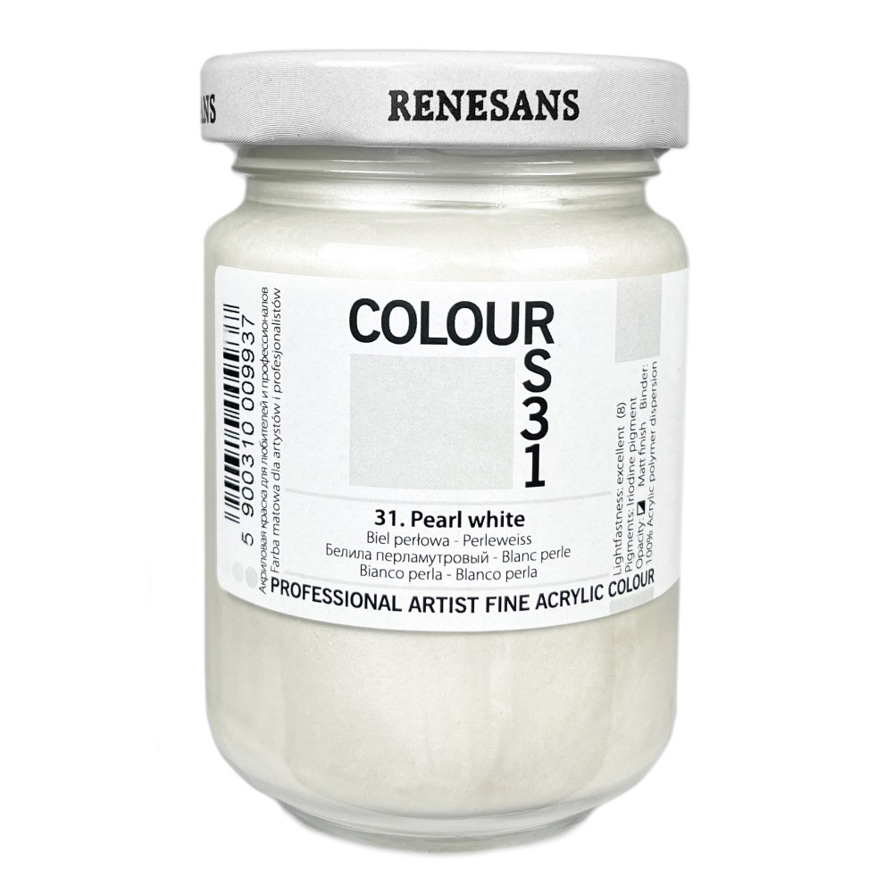 Acrylic paint Colours - Renesans - 31, Pearl White, 125 ml