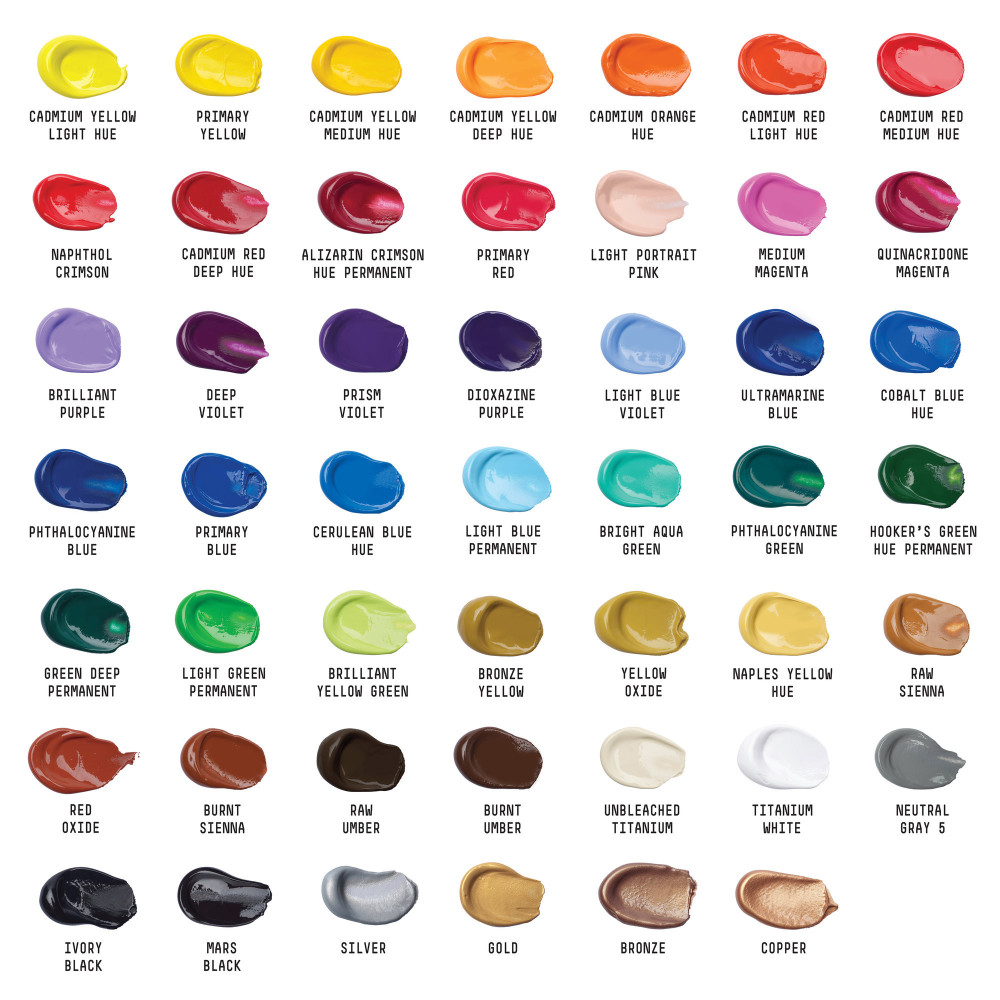 Set of Basics Acrylic paints - Liquitex - 48 colors x 22 ml