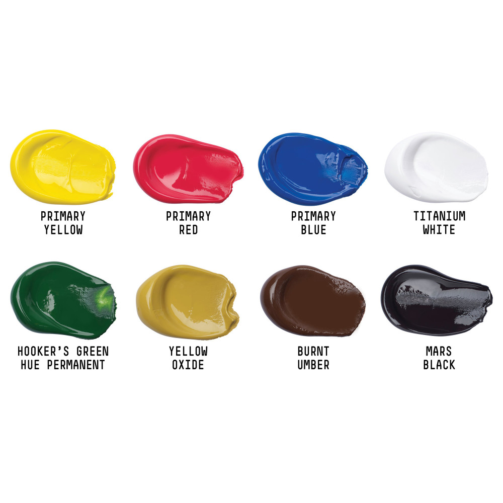 Starter Box Set of Basics Acrylic paints - Liquitex - 8 colors