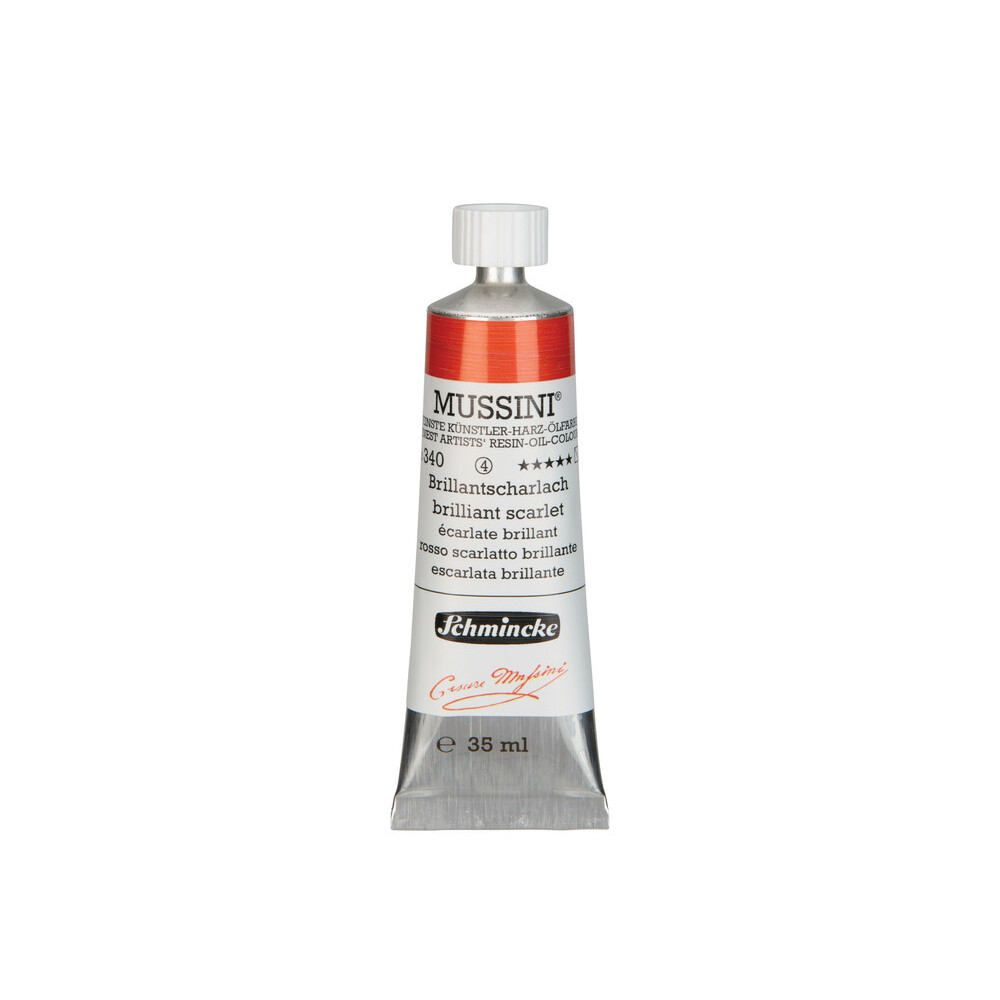 Mussini resin-oil paints - Schmincke - 340, Brilliant Scarlett, 35 ml