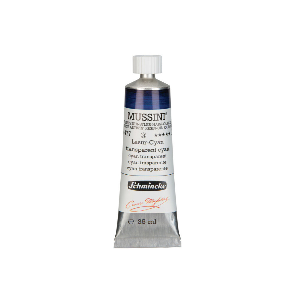 Mussini resin-oil paints - Schmincke - 477, Transparent Cyan, 35 ml