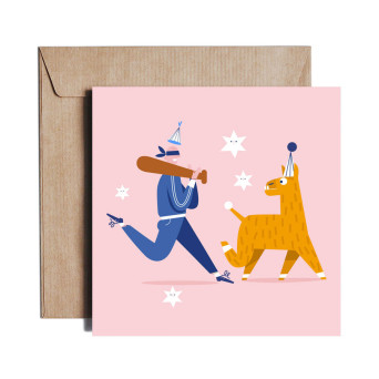 Kartka okolicznościowa - PiesKot - Pinata Hunting, 14,5 x 14,5 cm