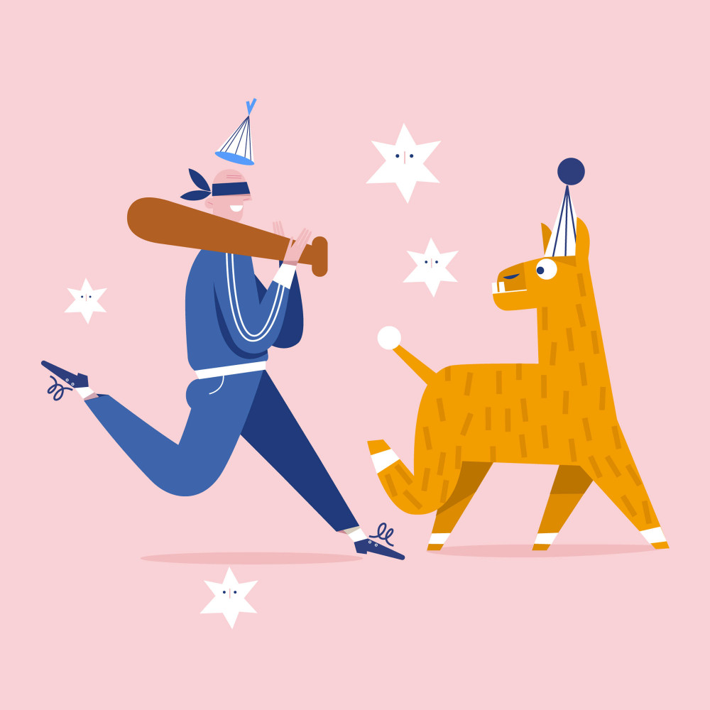 Greeting card - Pieskot - Pinata Hunting, 14,5 x 14,5 cm