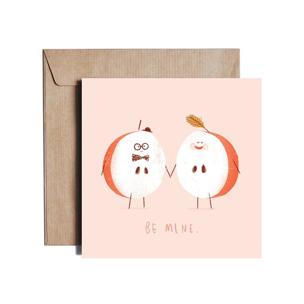 Kartka okolicznościowa - PiesKot - Be mine, 14,5 x 14,5 cm
