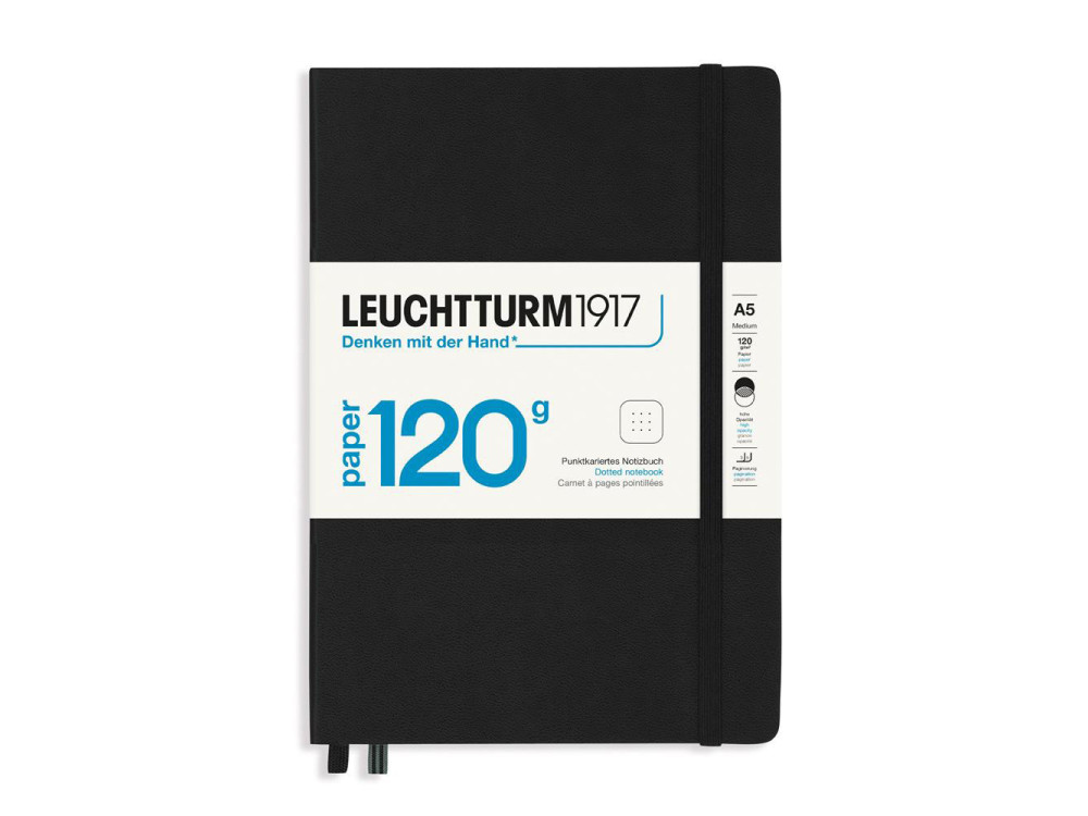 Notatnik - Leuchtturm1917 - w kropki, Black, twarda okładka, 120 g, A5