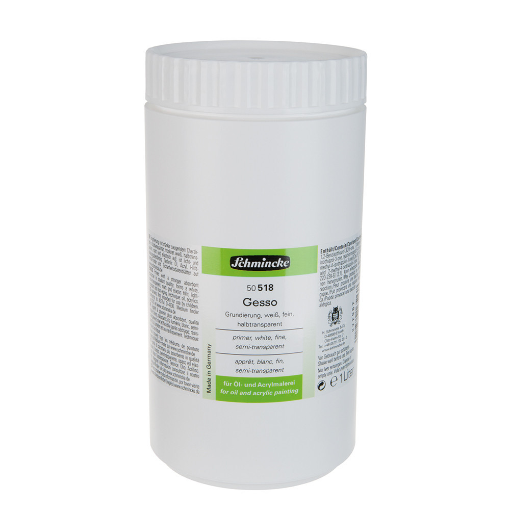 Gesso do farb akrylowych i olejnych - Schmincke - białe, półtransparentne, 1000 ml