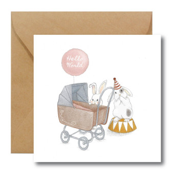 Greeting card - Hi Little - Hello world, 14,5 x 14,5 cm