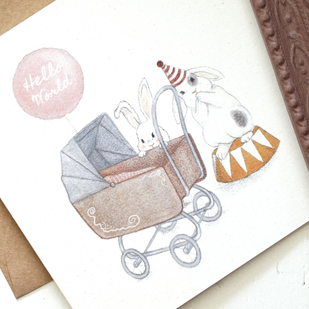 Greeting card - Hi Little - Hello world, 14,5 x 14,5 cm