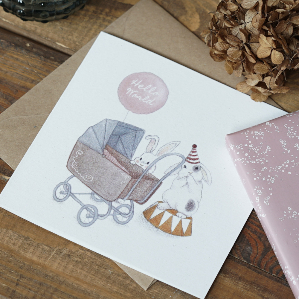 Greeting card - Hi Little - Hello world, 14,5 x 14,5 cm