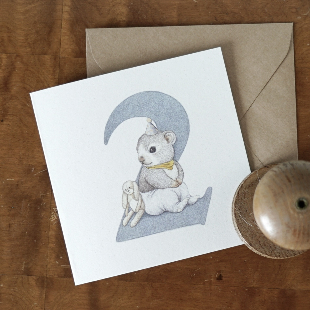 Greeting card - Hi Little - Mouse, 14,5 x 14,5 cm