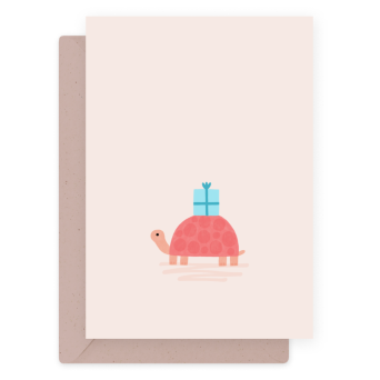 Greeting card - Eökke - Turtle with a gift, 12 x 17 cm