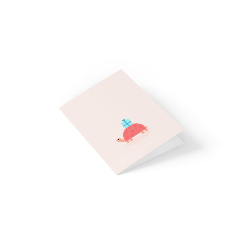 Greeting card - Eökke - Turtle with a gift, 12 x 17 cm