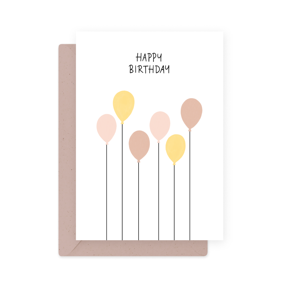 Greeting card - Eökke - Happy Birthday, balloons, 12 x 17 cm