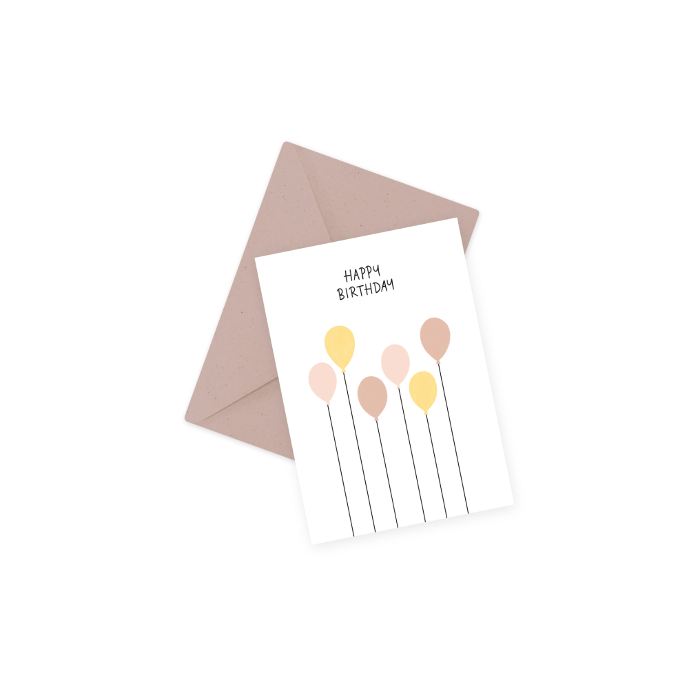 Greeting card - Eökke - Happy Birthday, balloons, 12 x 17 cm