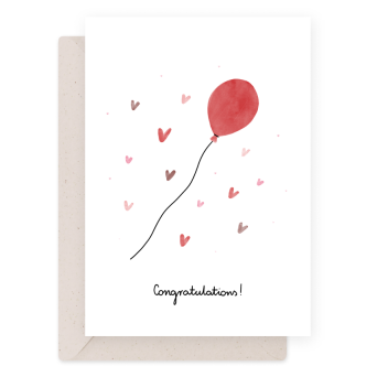 Greeting card - Eökke - Congratulations! baloon, 12 x 17 cm