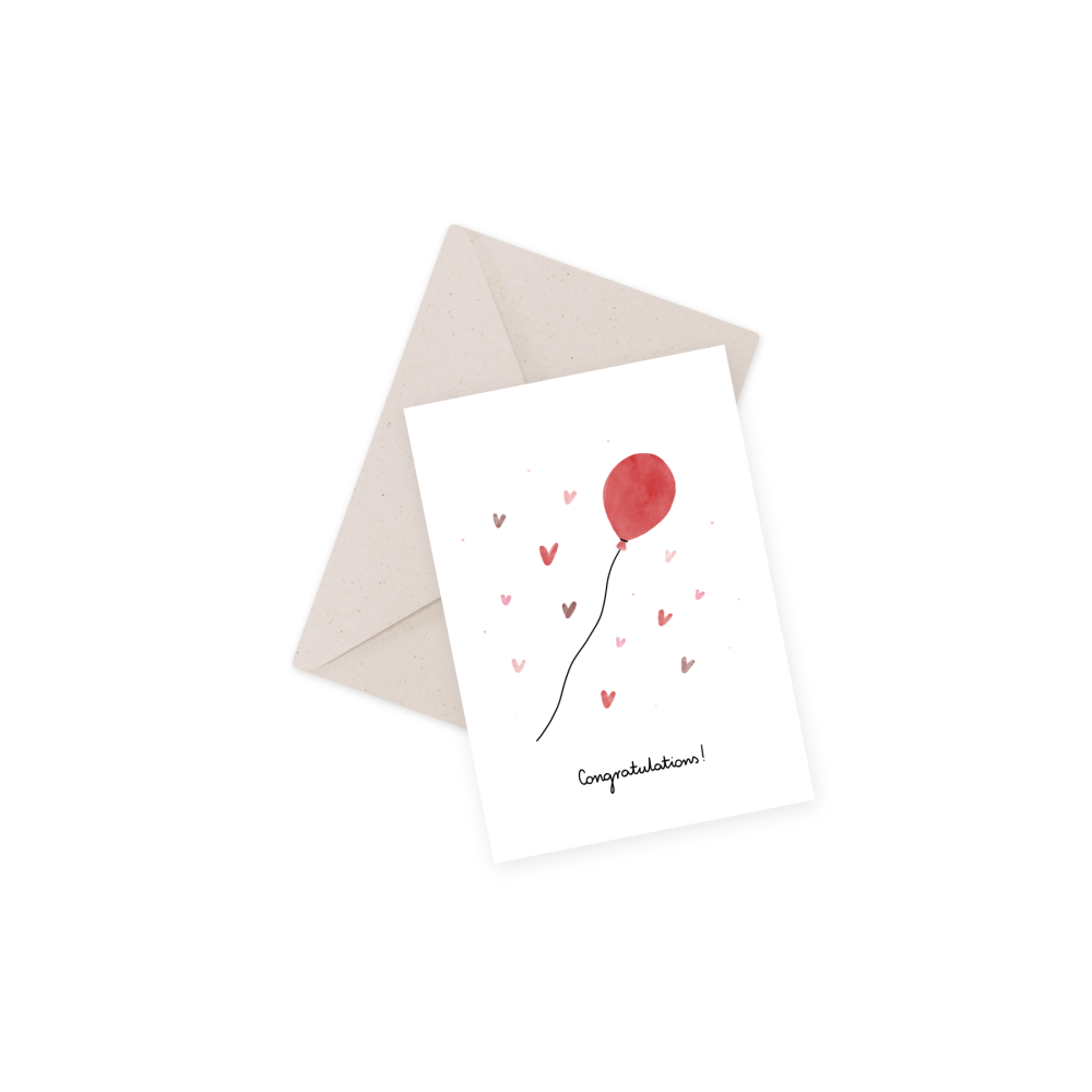 Greeting card - Eökke - Congratulations! baloon, 12 x 17 cm
